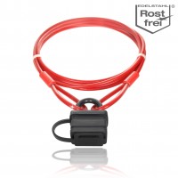 Steel cable red sheathed with loops & lock
