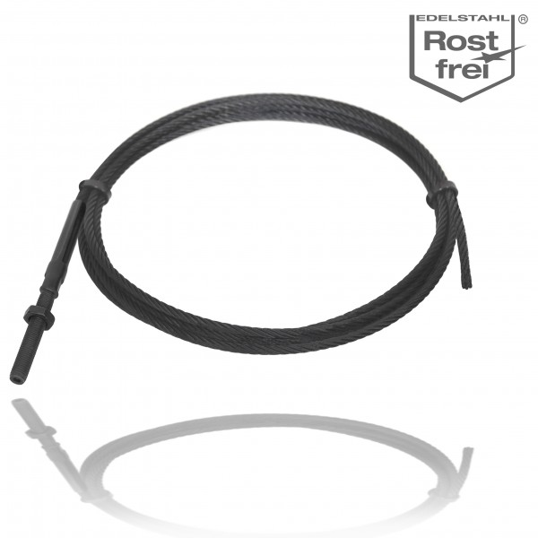 Black wire rope with thread