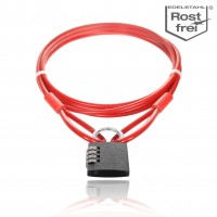 Wire rope red Sheathed with loops & combination lock
