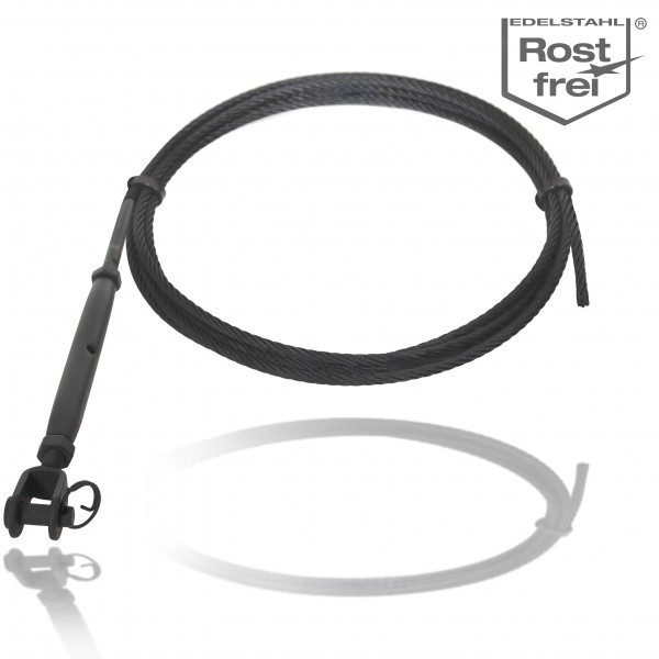 Black stainless steel cable with shroud tensioner