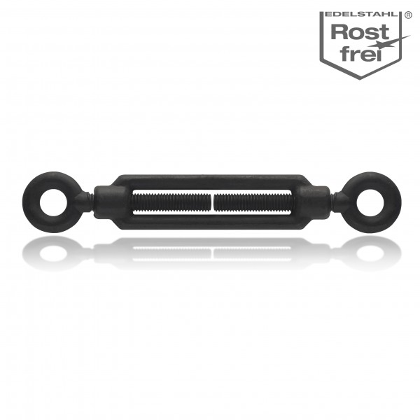 Turnbuckle stainless steel black with eyelets