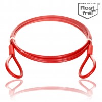 Red coated steel cable with eyelets