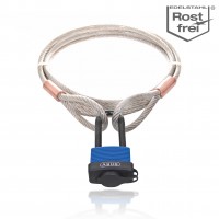 Stainless steel cable plastic-coated with loops and lock