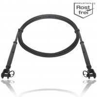 Black steel cable with shroud tensioner