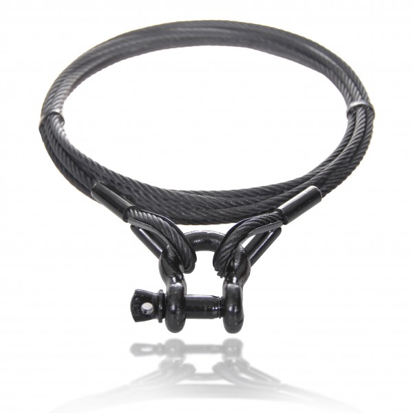 Wire Rope Sling black with Thimbles and Shackle
