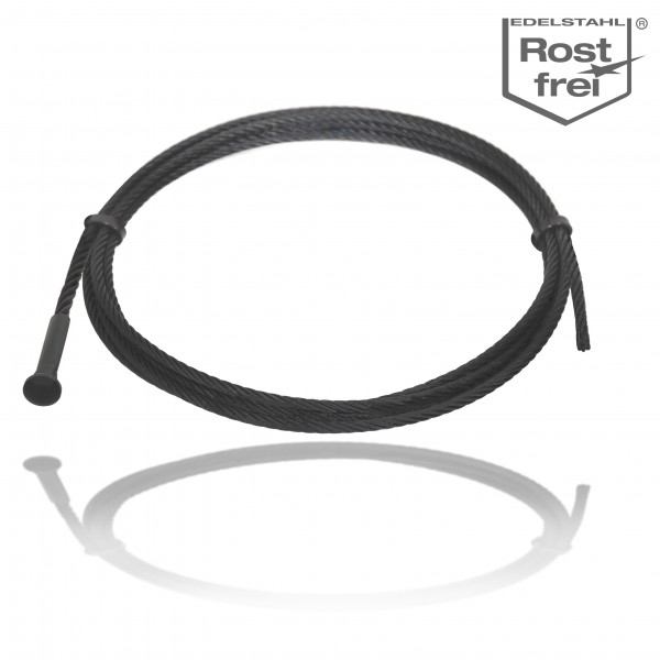 Black stainless steel cable with lens head terminal