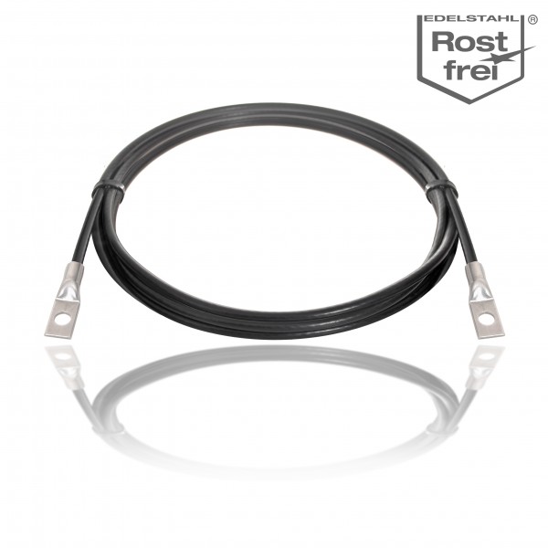 Black coated wire rope with eyelets