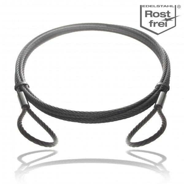 Stainless steel wire rope black with loops