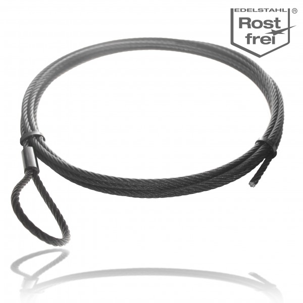 Stainless steel wire rope black with loop