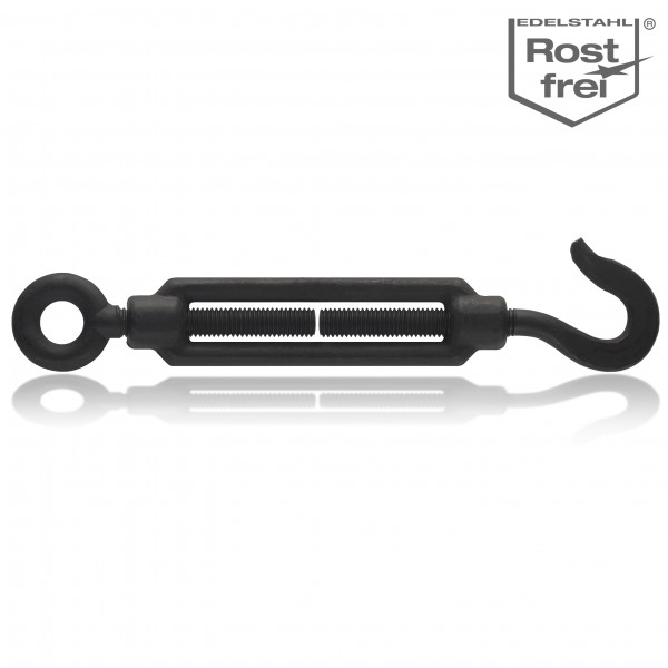 Turnbuckle stainless steel black with hook