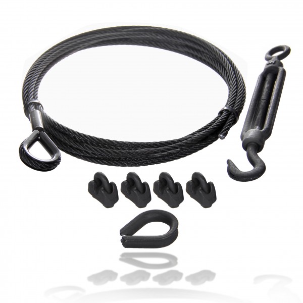 Steel cable set black 2mm 3mm 4mm 5mm 6mm