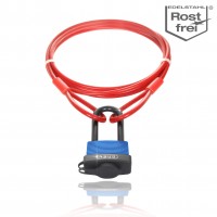 Red steel cable with eyelets and ABUS lock