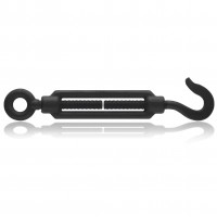 Wire rope tensioner black with hook and eye