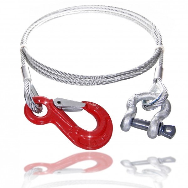 Steel cable with hook & shackle