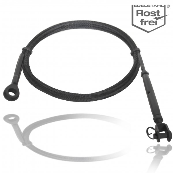 Stainless steel cable black with eye terminal & shroud tensioner